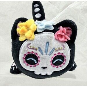 Aphmau MeeMeows by Catface  6” Plush Black Sugar Skull Cat Pastel Flowers HTF
